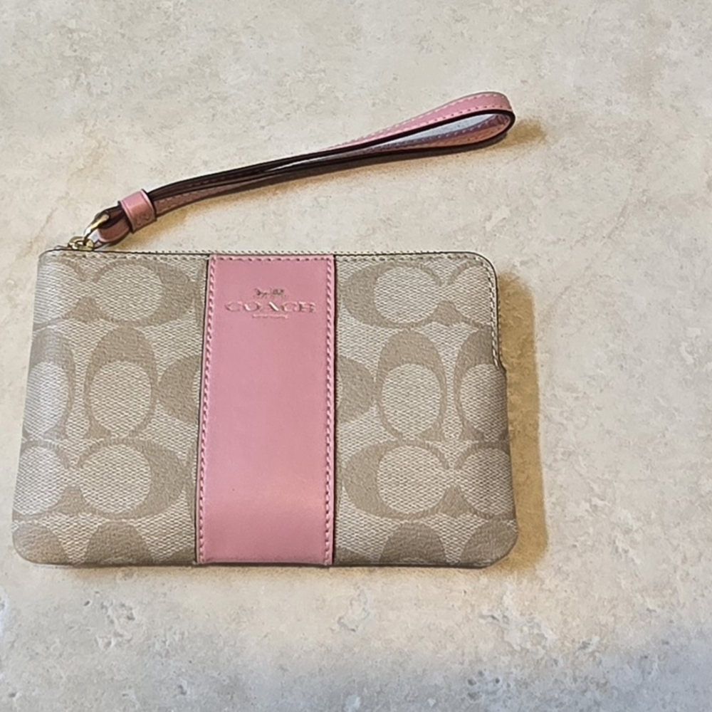 Coach Beige and Pink Wristlet